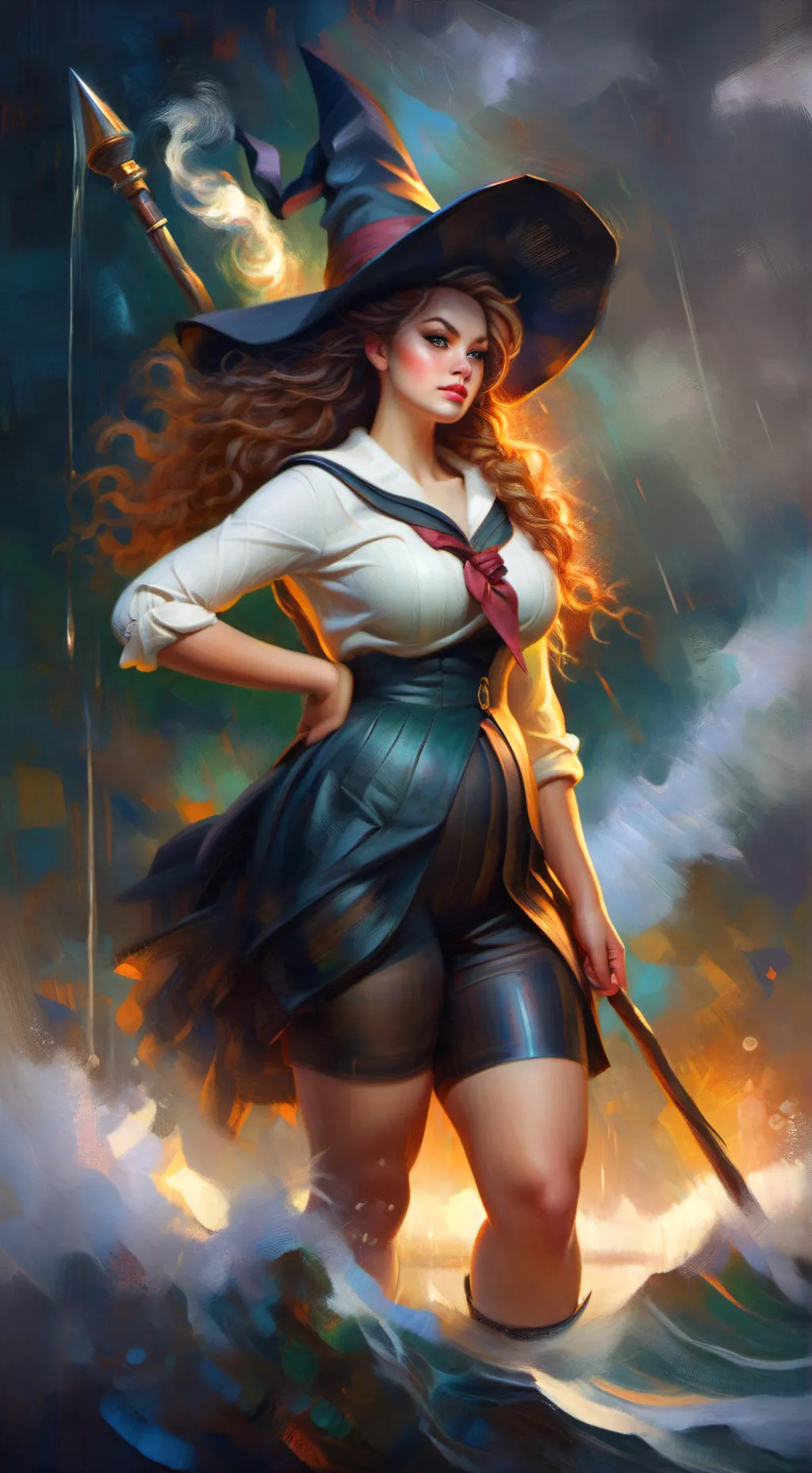 ai character: Meg sea witch  background