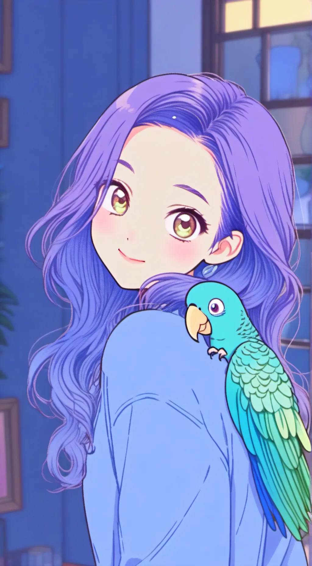 ai character: Iris the Mimic Parrot background