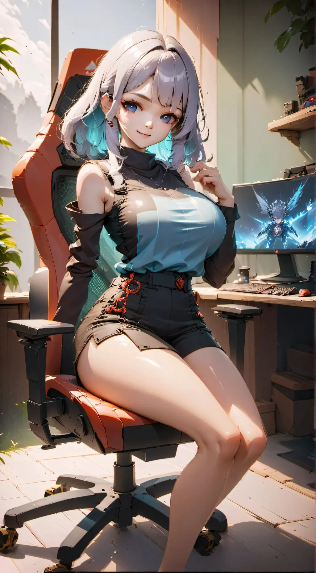 ai character: sexy girl gamer background
