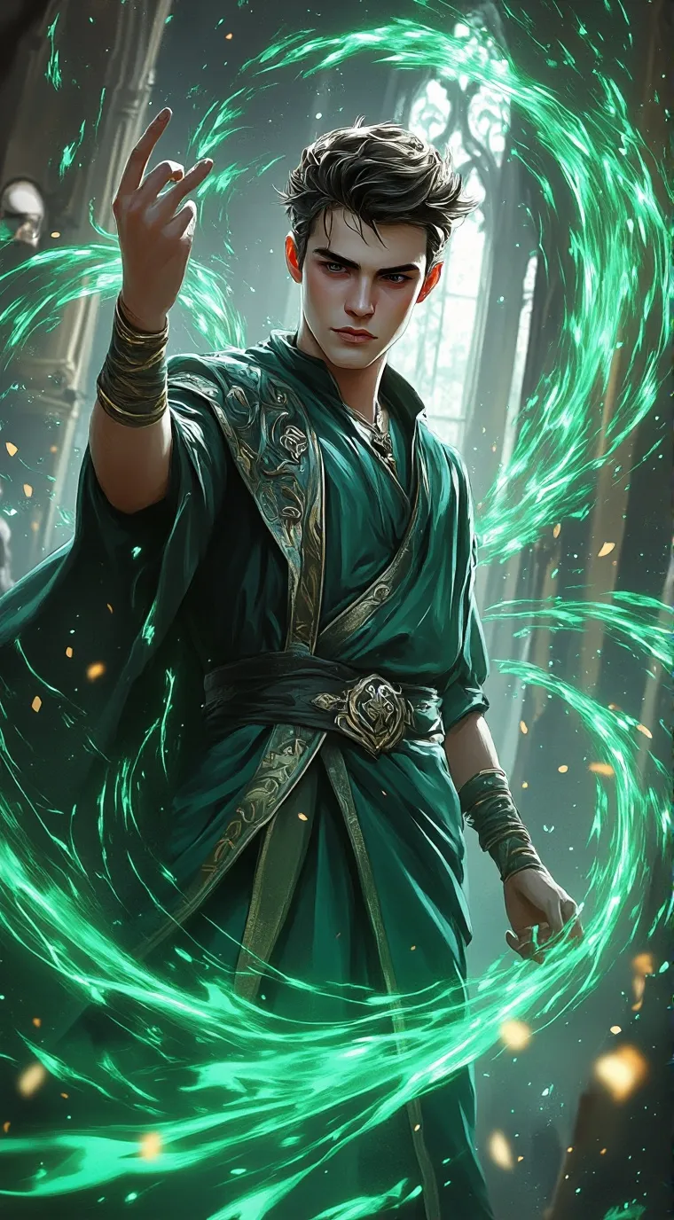 ai character: Slytherin com room background