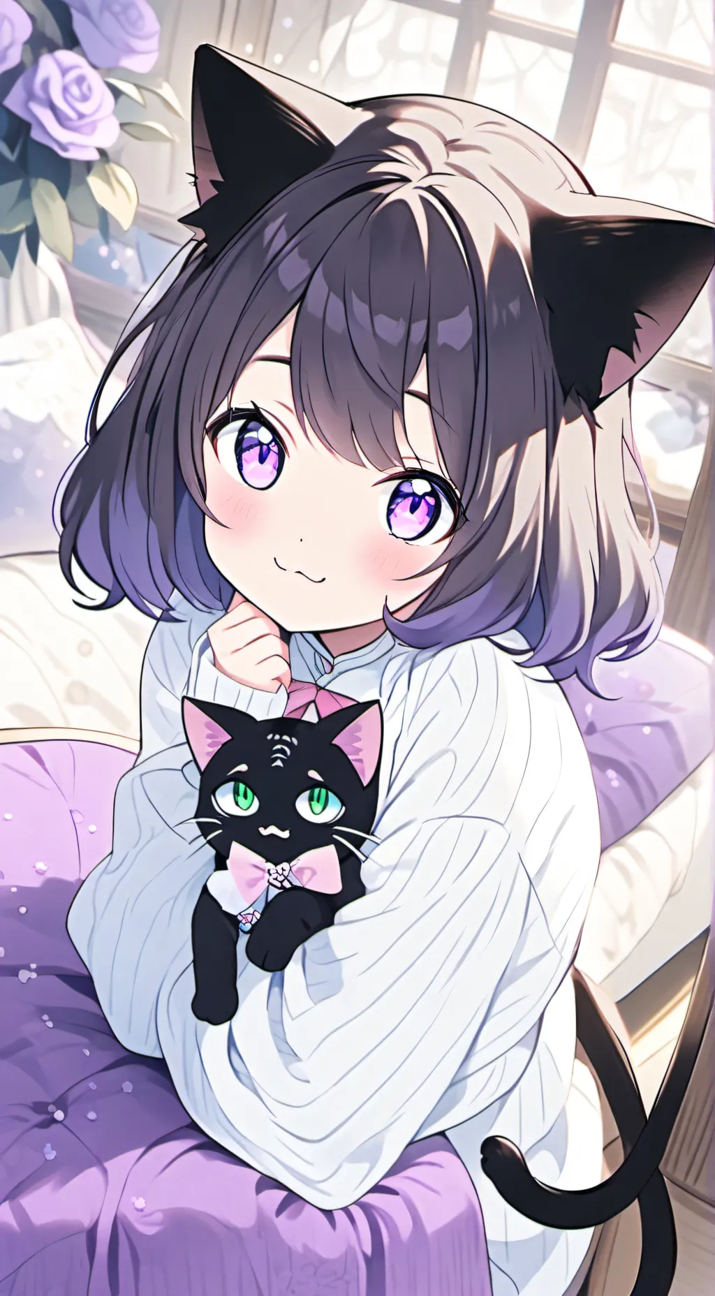 ai character: Violet background