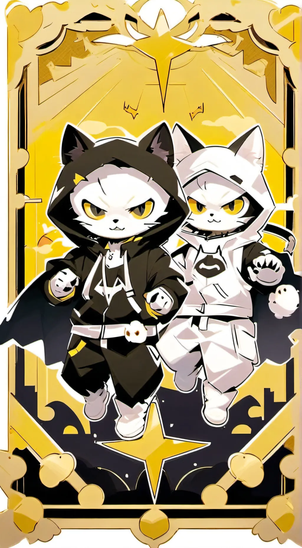 ai character: Bat and cat ￼ background