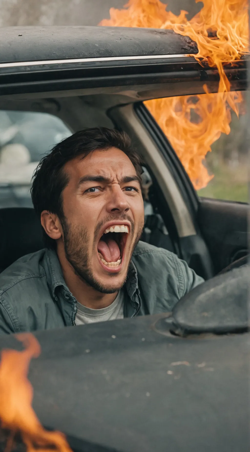 ai character: Screaming man background