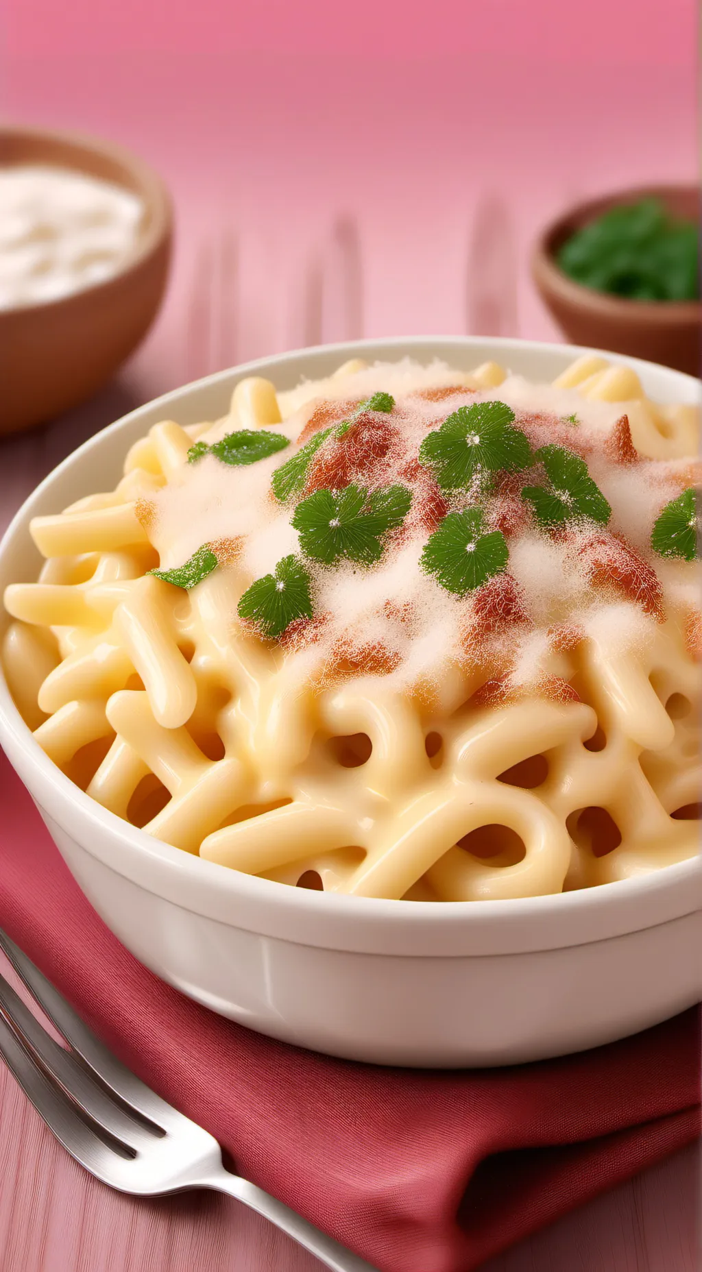 ai character: macaroni cheese background
