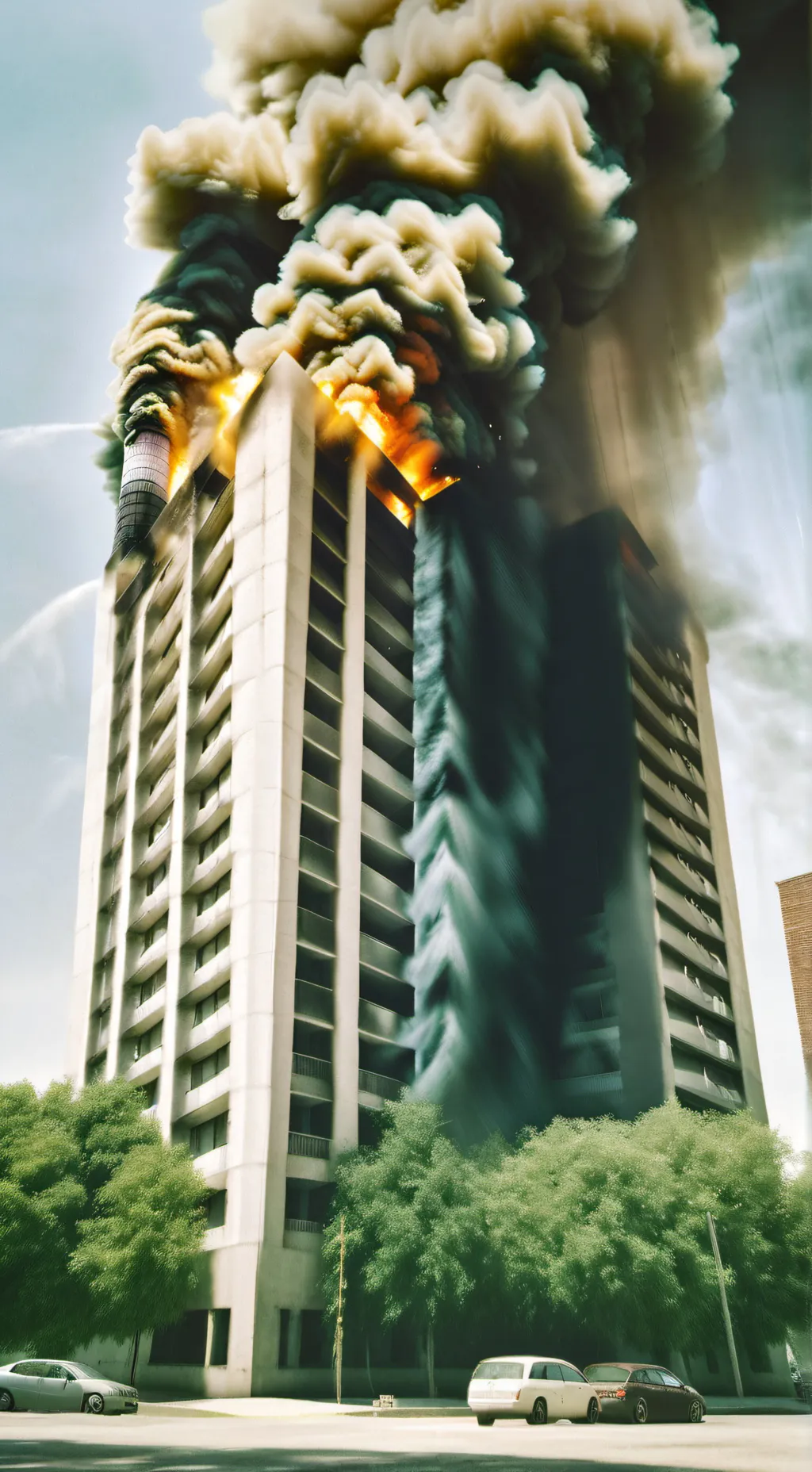 ai character: Work is on fire background