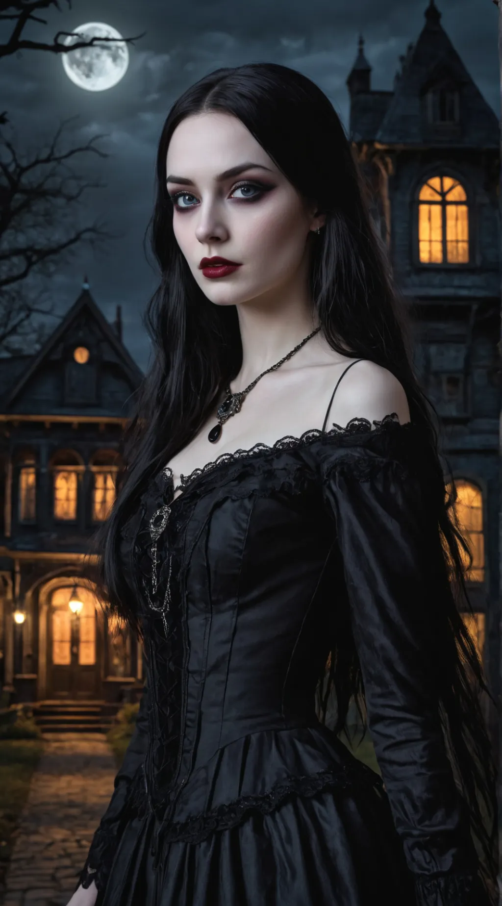 ai character: Mercoledì Addams background