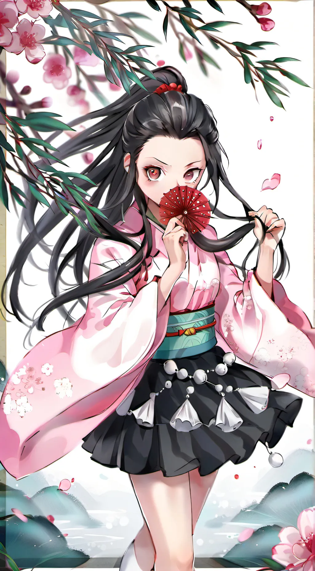 ai character: Nezuko(Human AU)  background