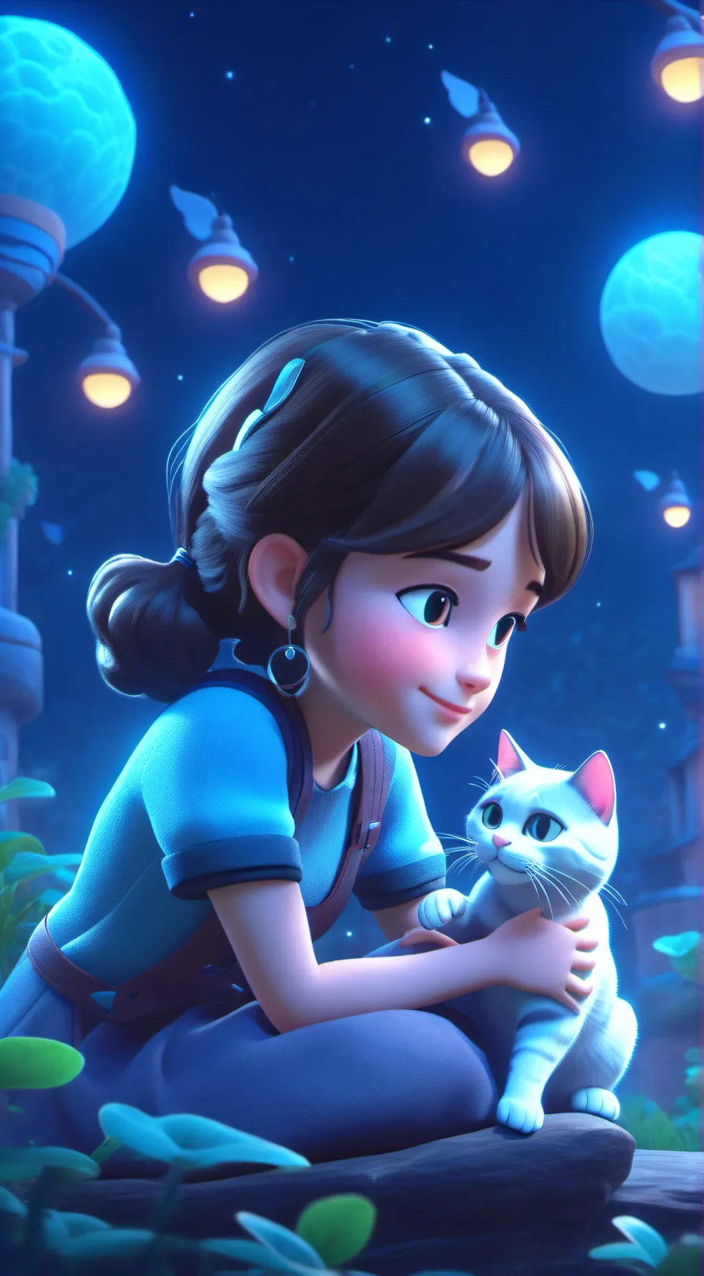 ai character: sorella con gatto background