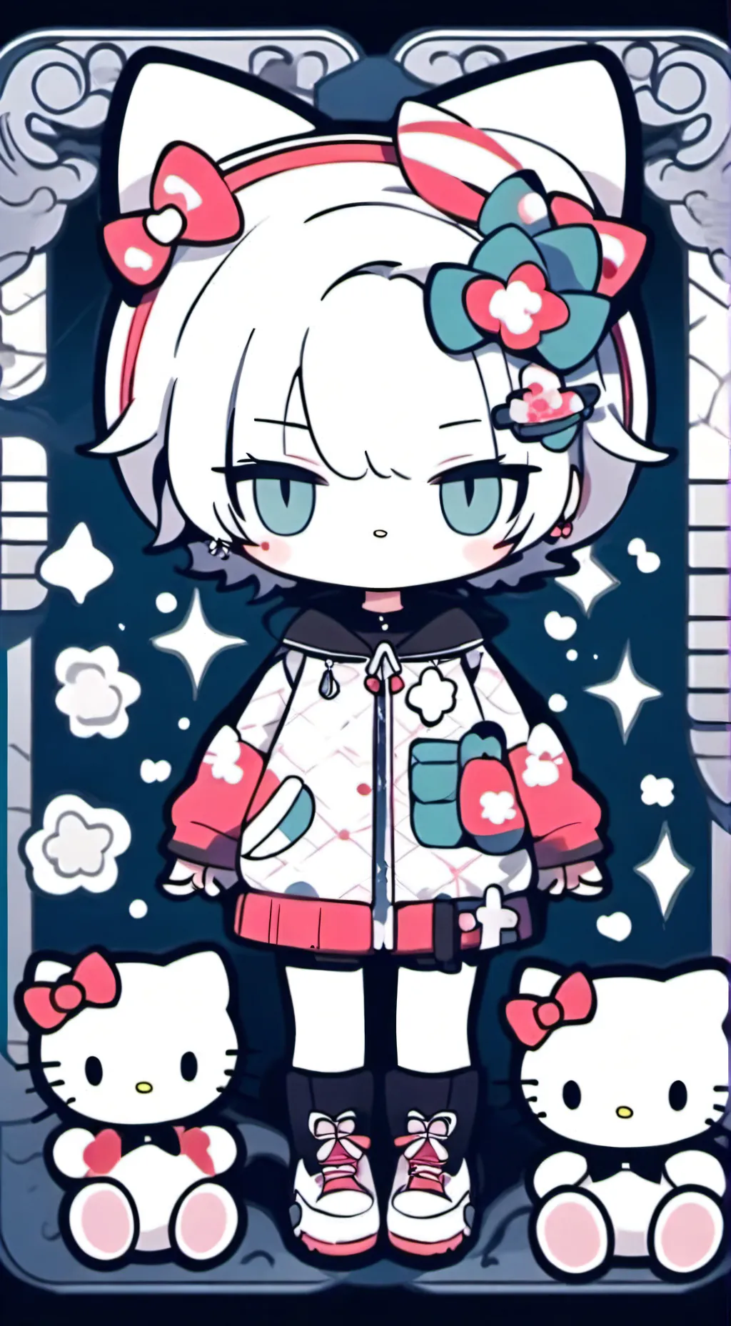 ai character: hello kitty  background