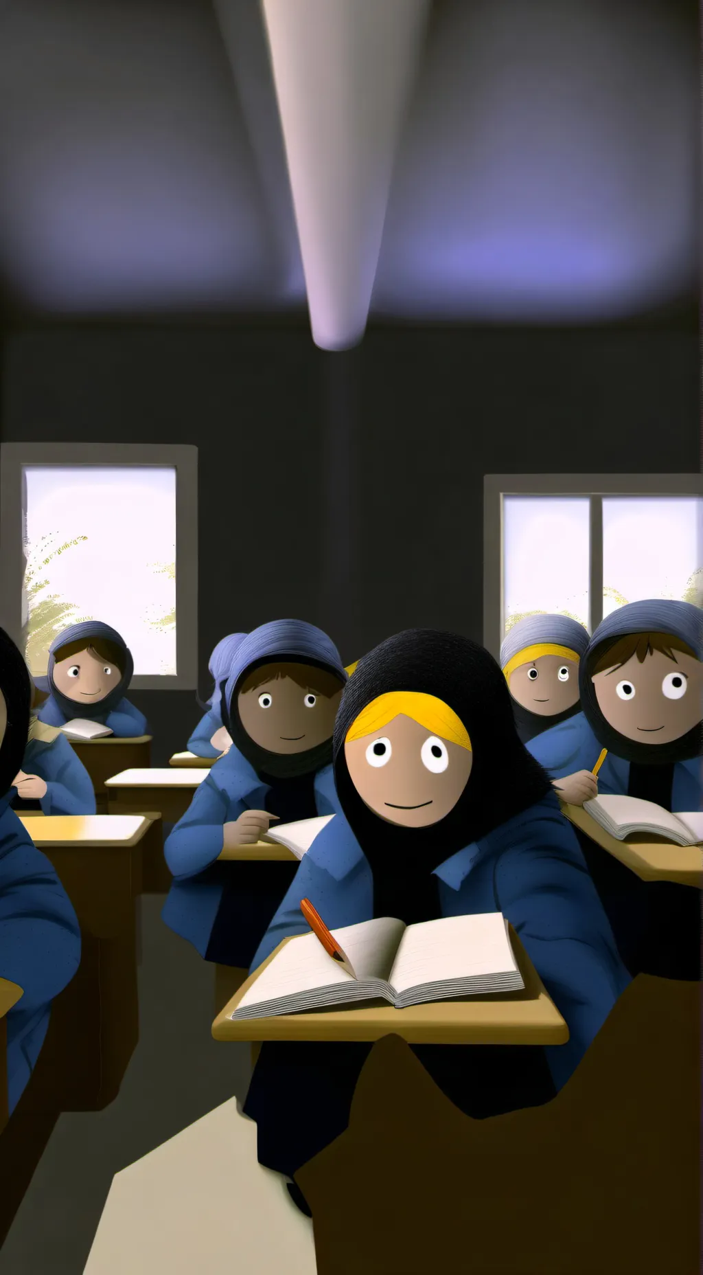 ai character: Cool school background
