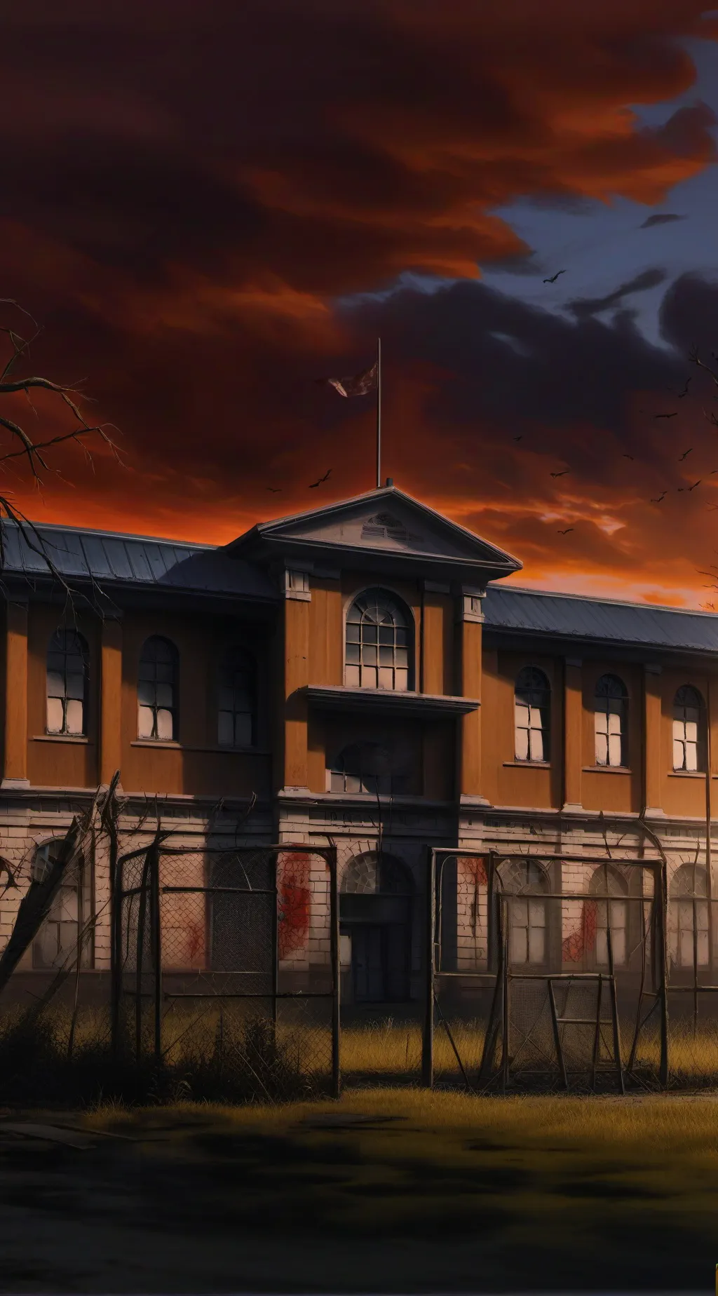 ai character: Abandoned school background