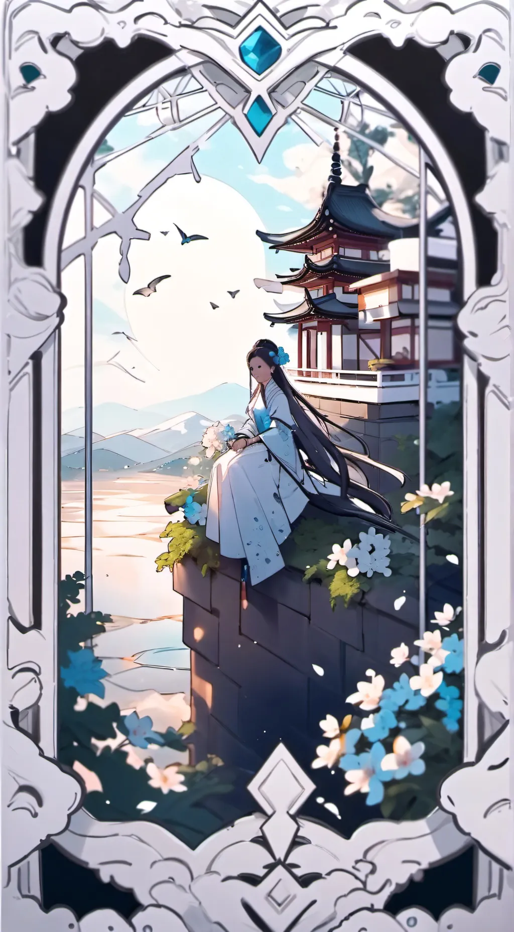ai character: kny pilar nueva background