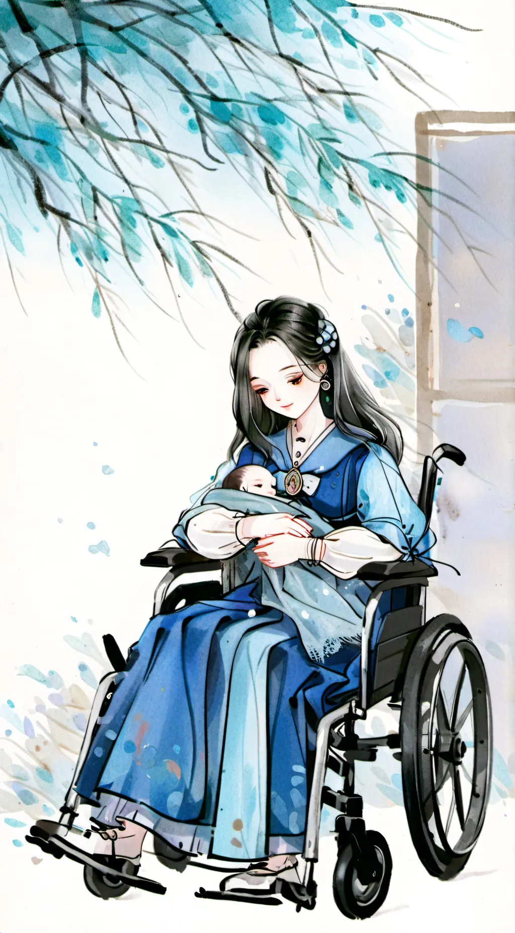 ai character: Disabled mother  background