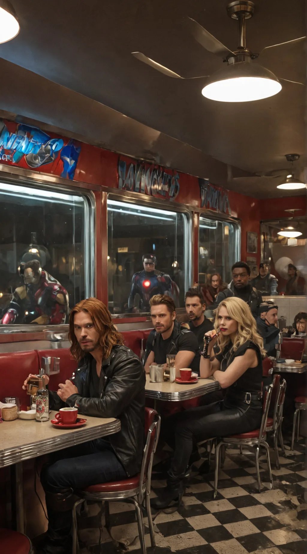 ai character: Avengers/Diner  background