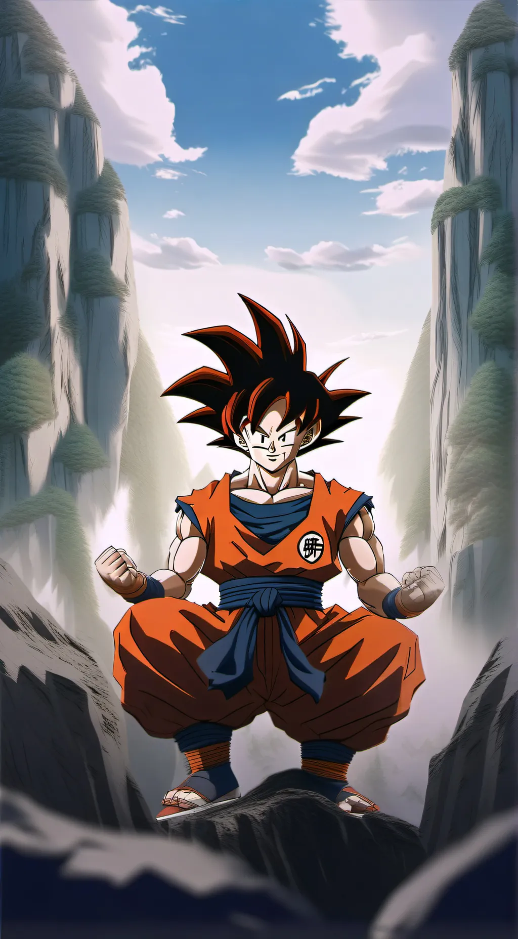 ai character: Goku x high school background