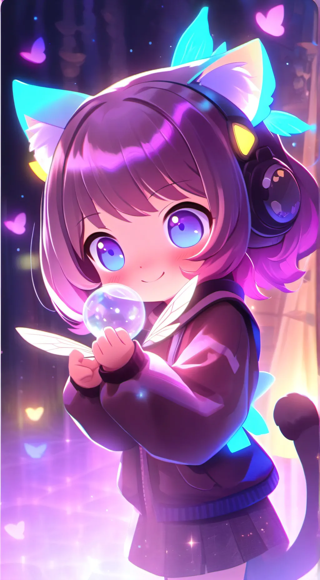 ai character: Iridescent Spirit Feline background