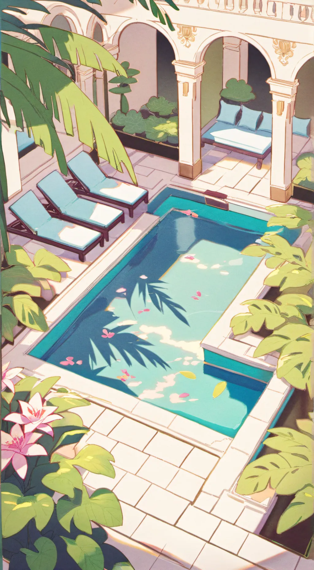 ai character: Mha in the pool! background