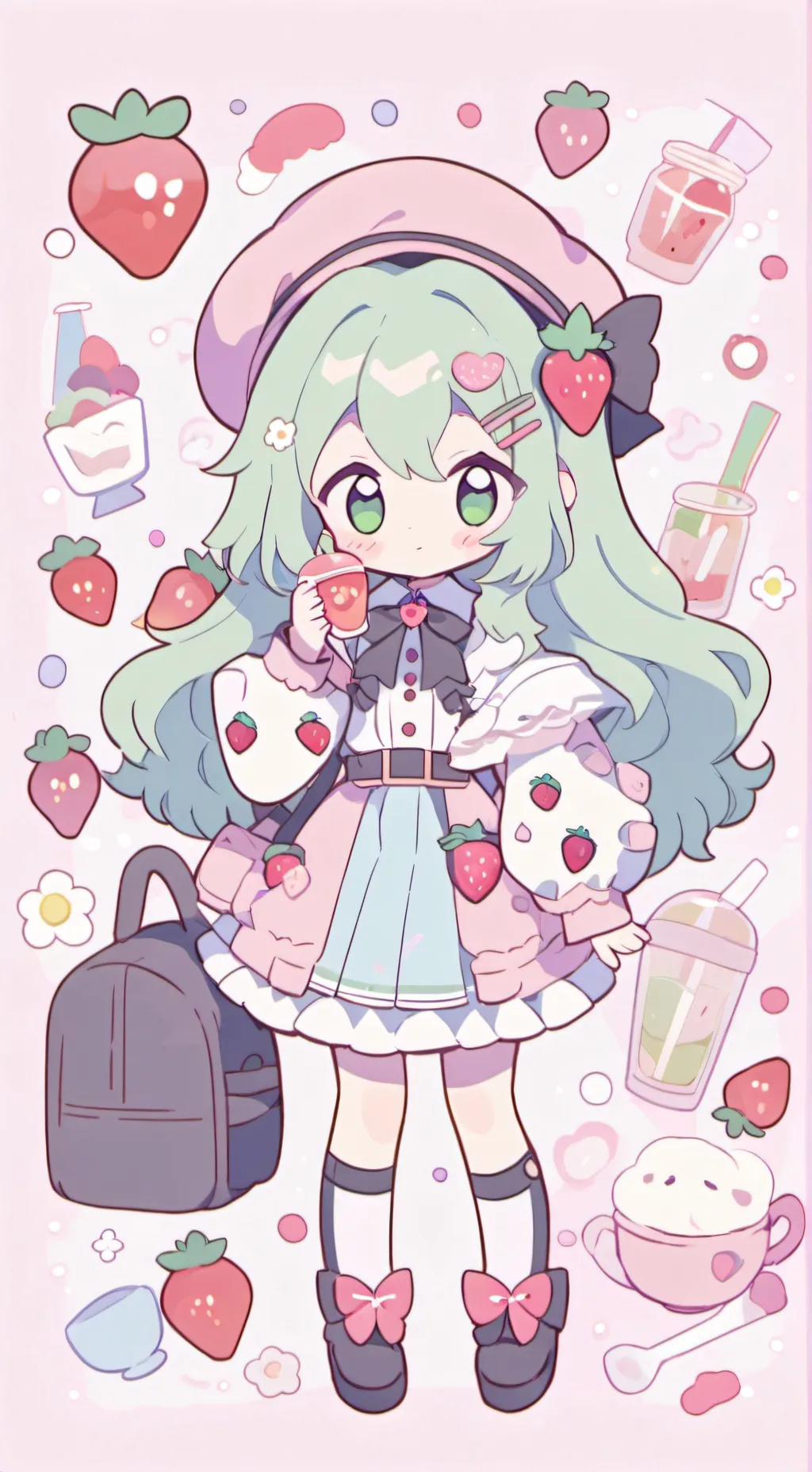ai character: Strawberry's cafe background
