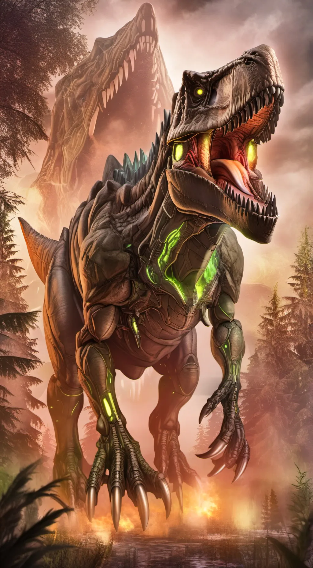 ai character: Blox Fruits T rex background