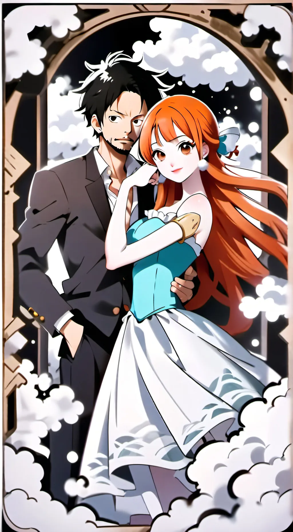 ai character: Luffy and Nami background
