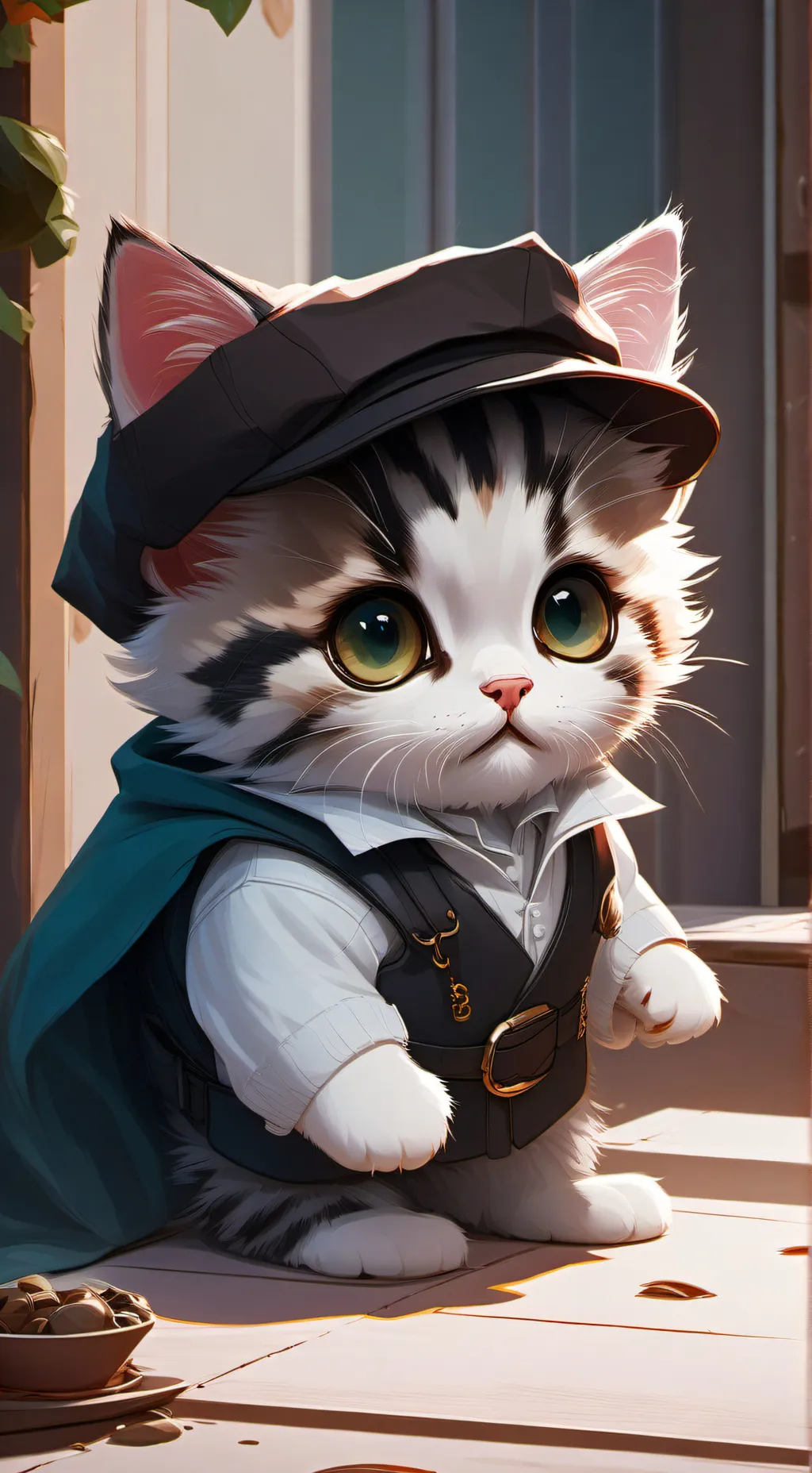 ai character: cute kitty  background
