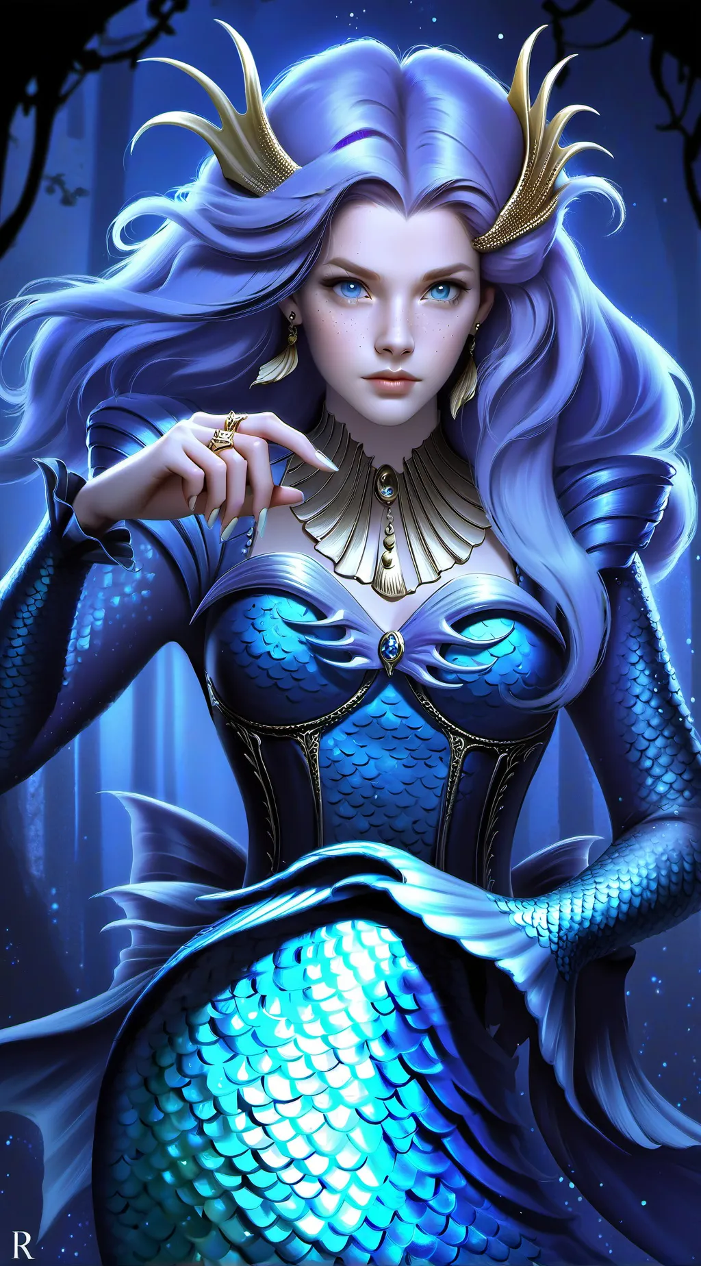 ai character: Kail the mermaid background