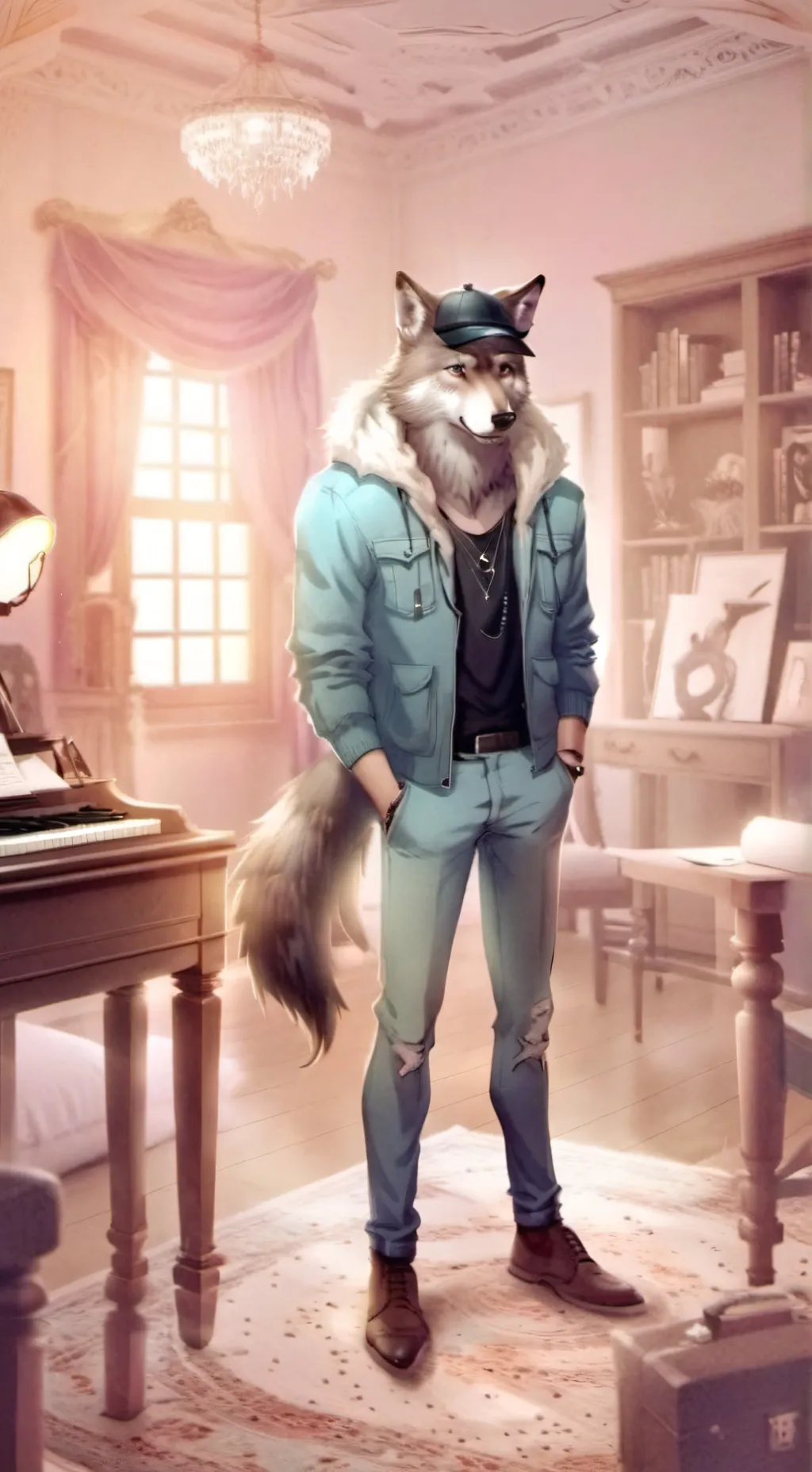 ai character: CyberWolf background