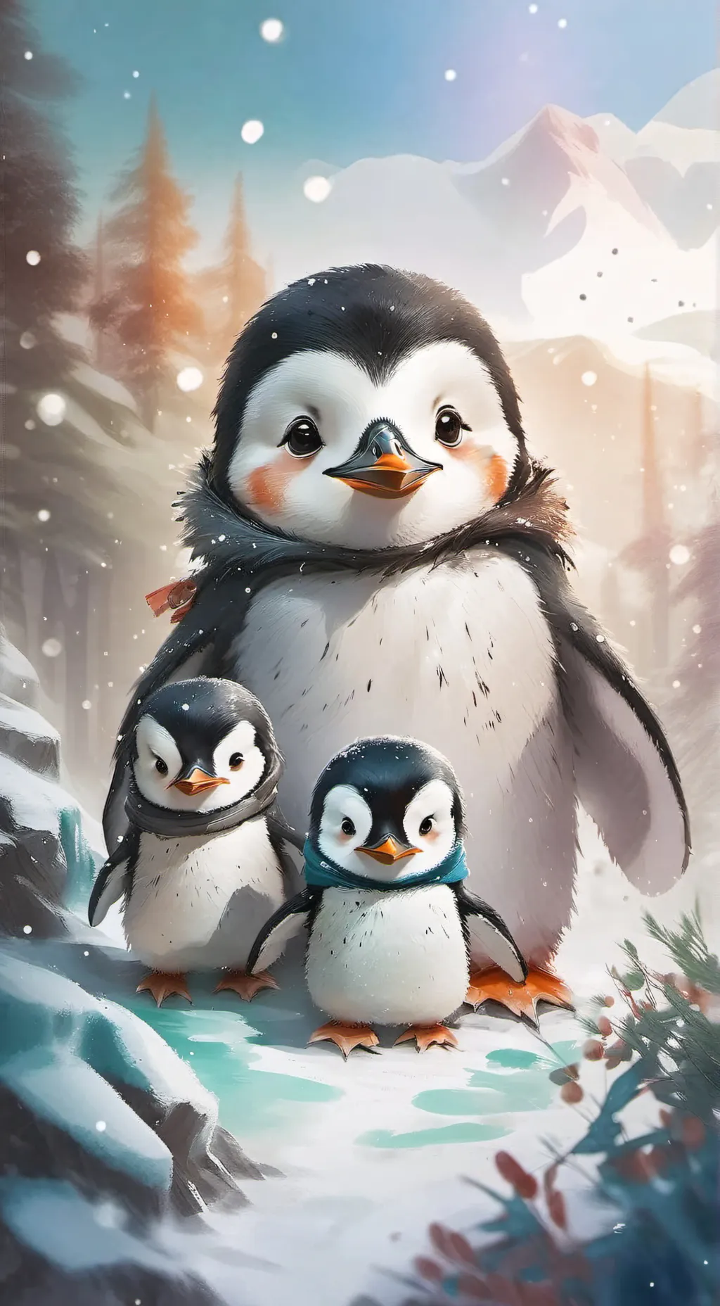 ai character: Penguin land background
