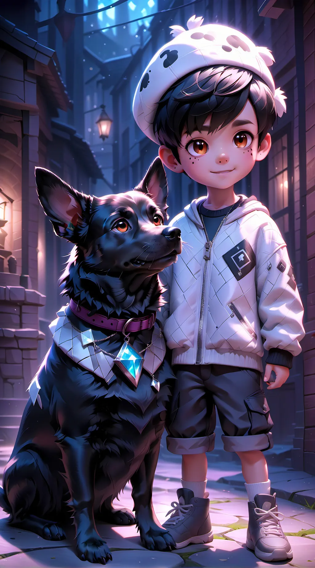 ai character: searchligh background