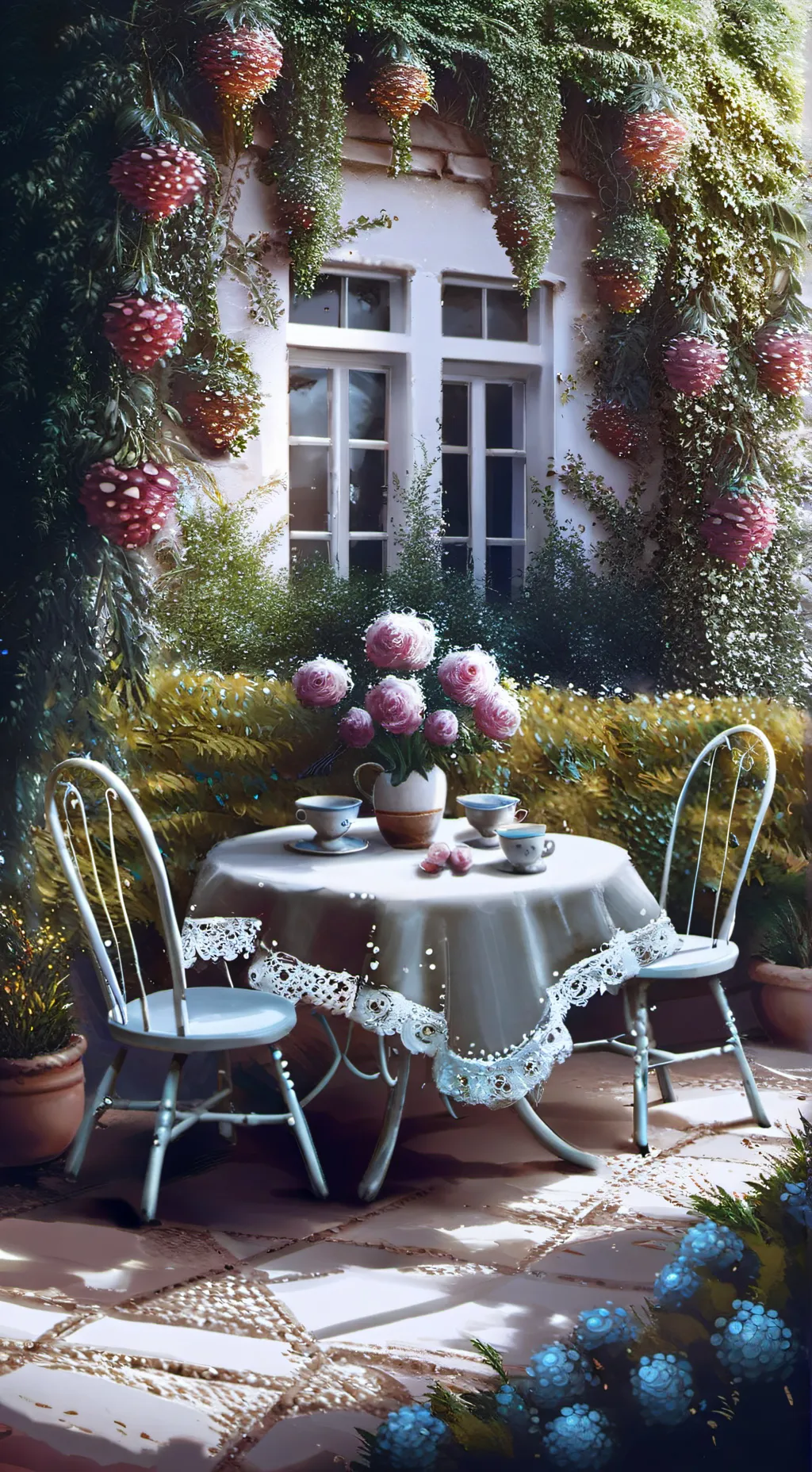 ai character: Secret porch  background