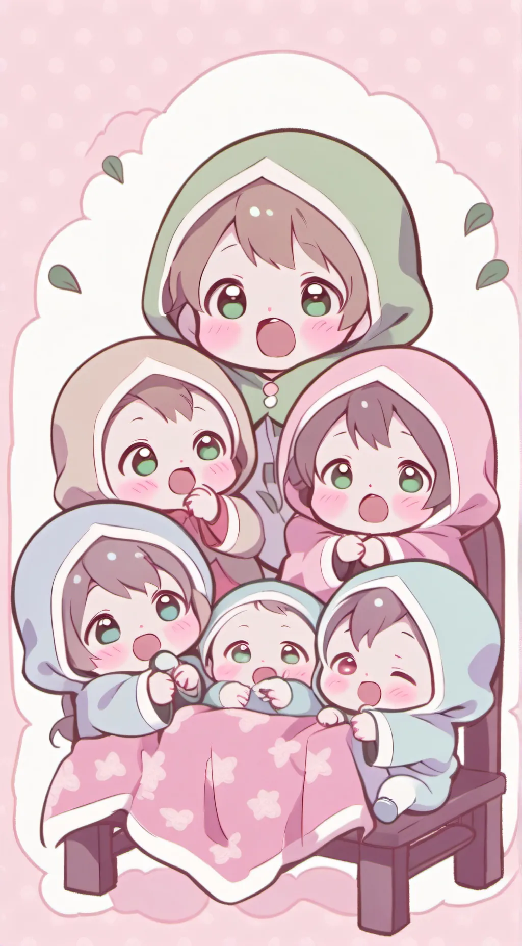 ai character: 6 bébés background