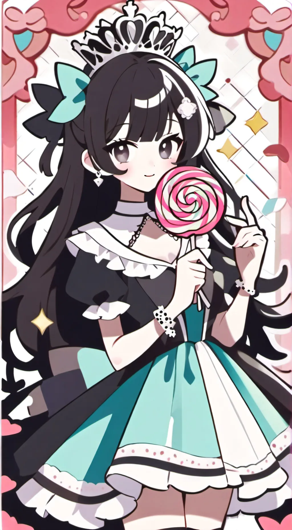 ai character: candy queen background