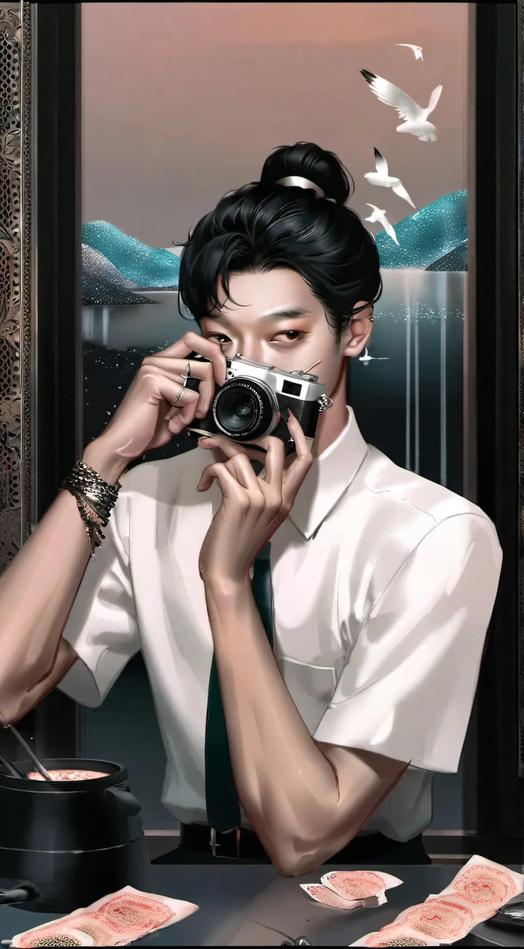 ai character: -Jeong Kim Hyung- background