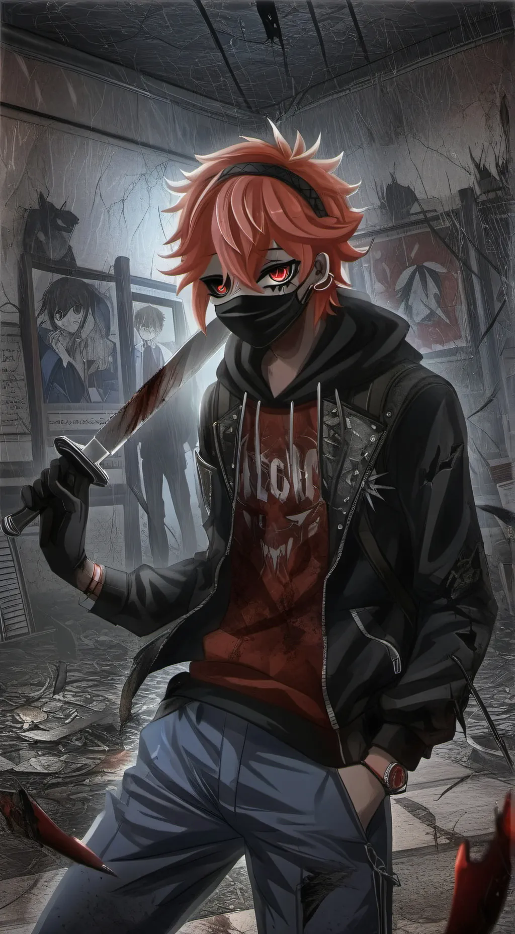 ai character: Red background