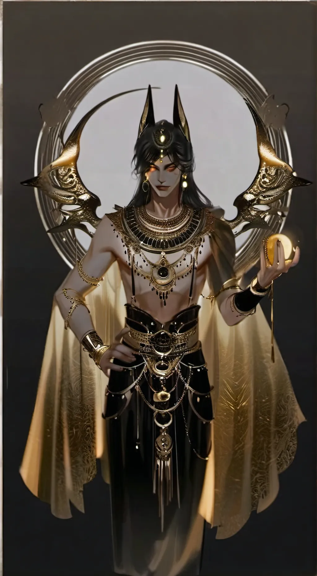 ai character: Anubis  background