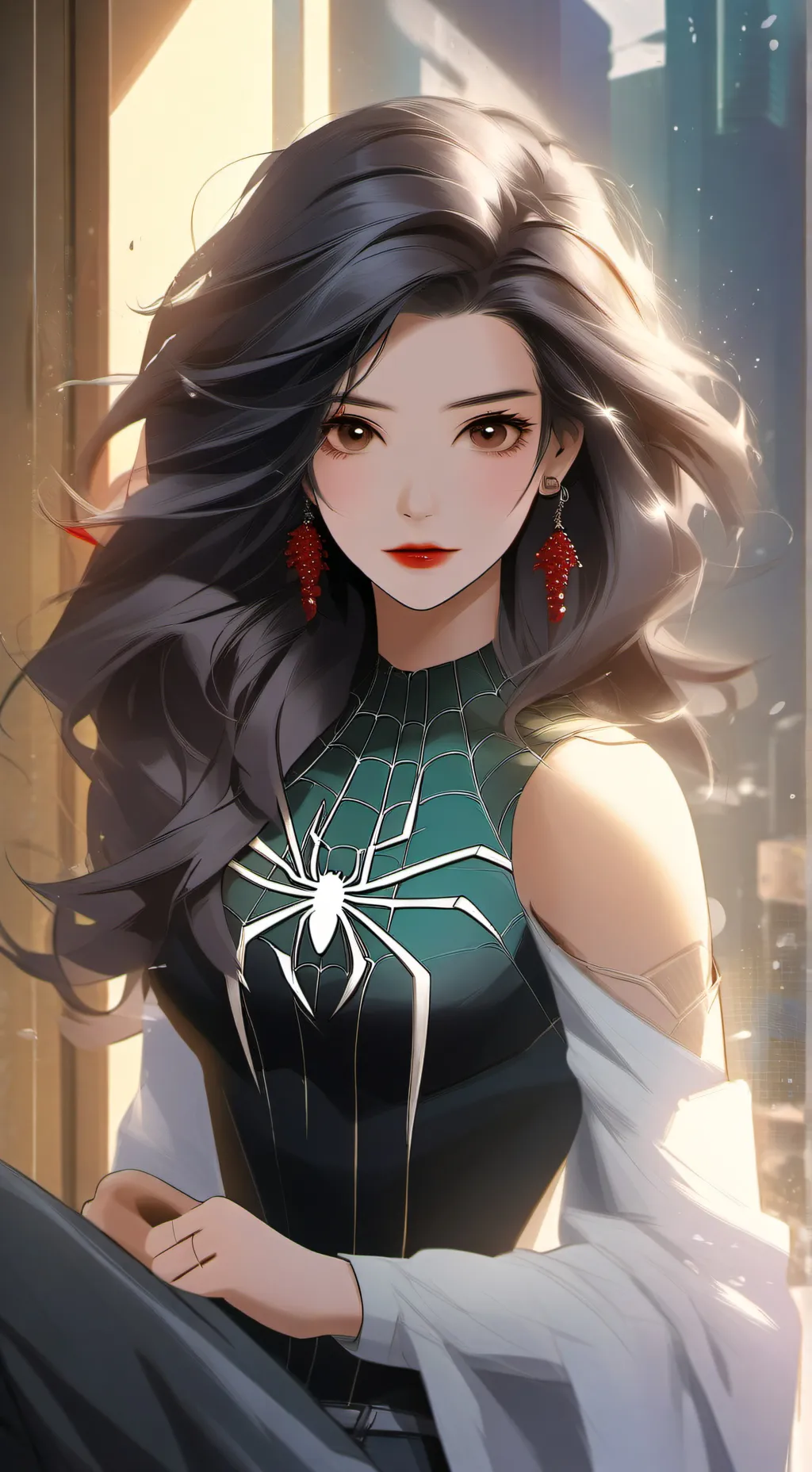 ai character: spider woman background