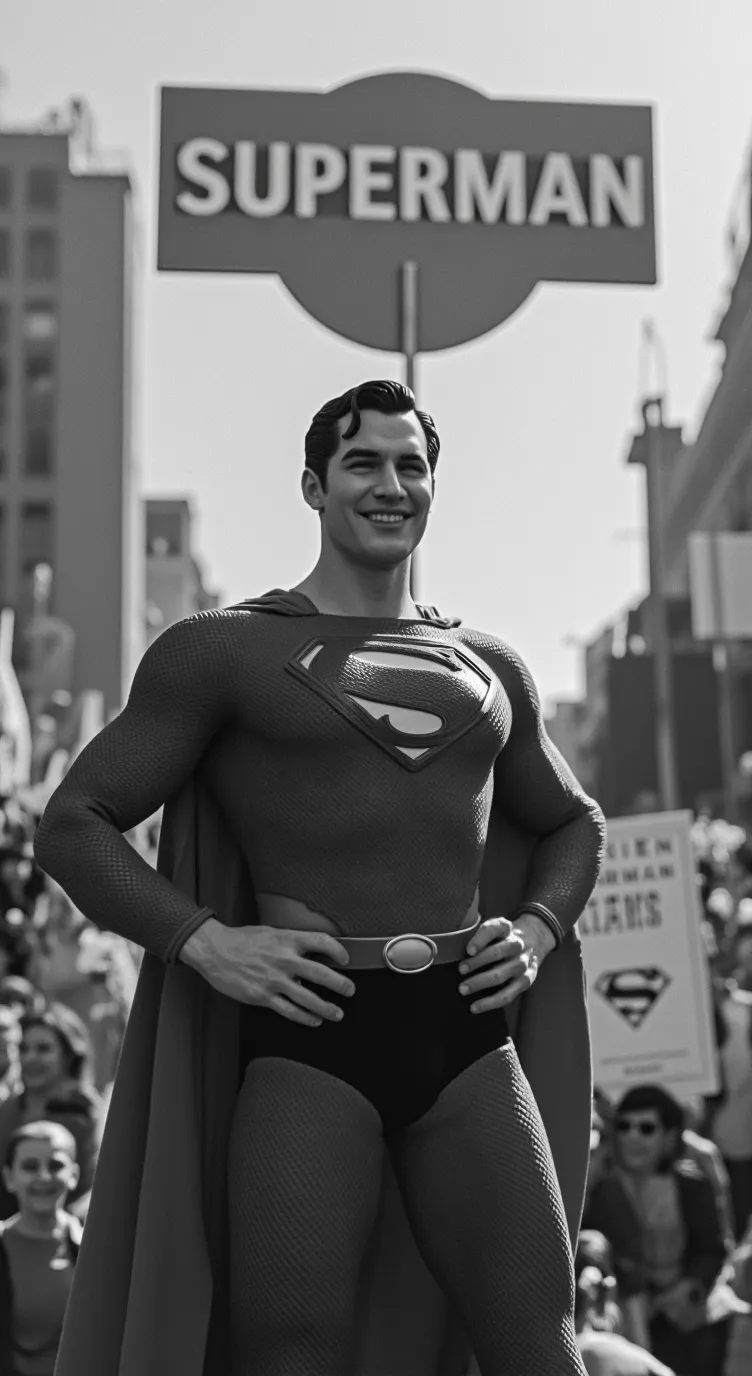 ai character: 1960s Superman background