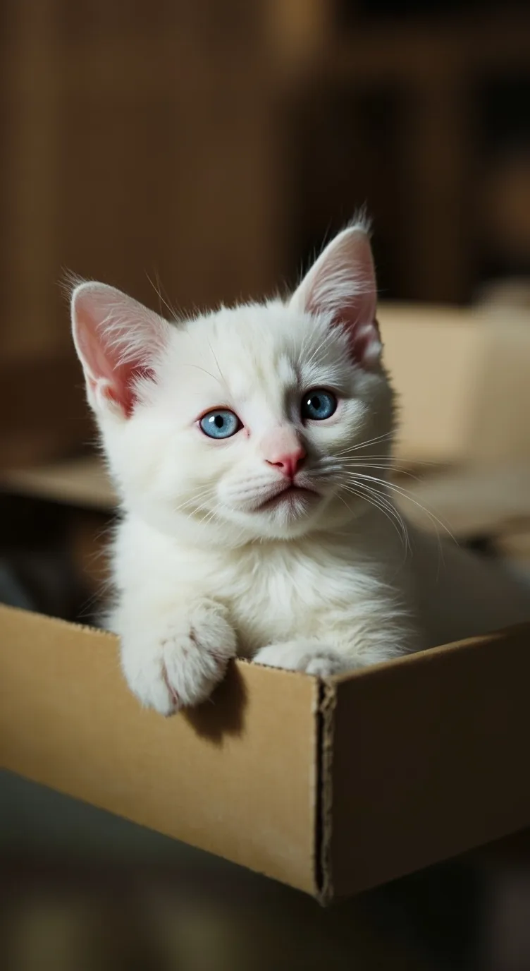 ai character: Sad kitten  background