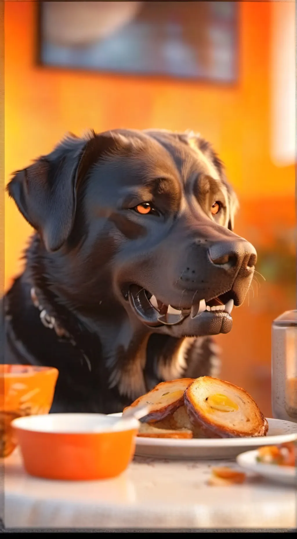 ai character: cooked dog meme background
