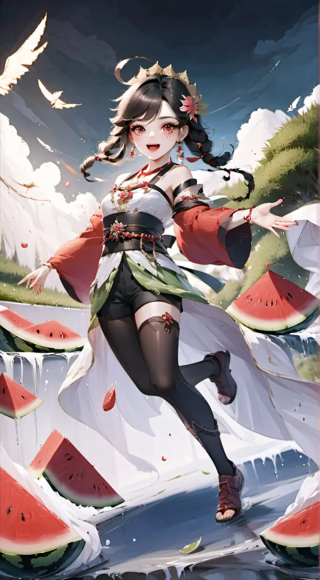 ai character: water mellon background