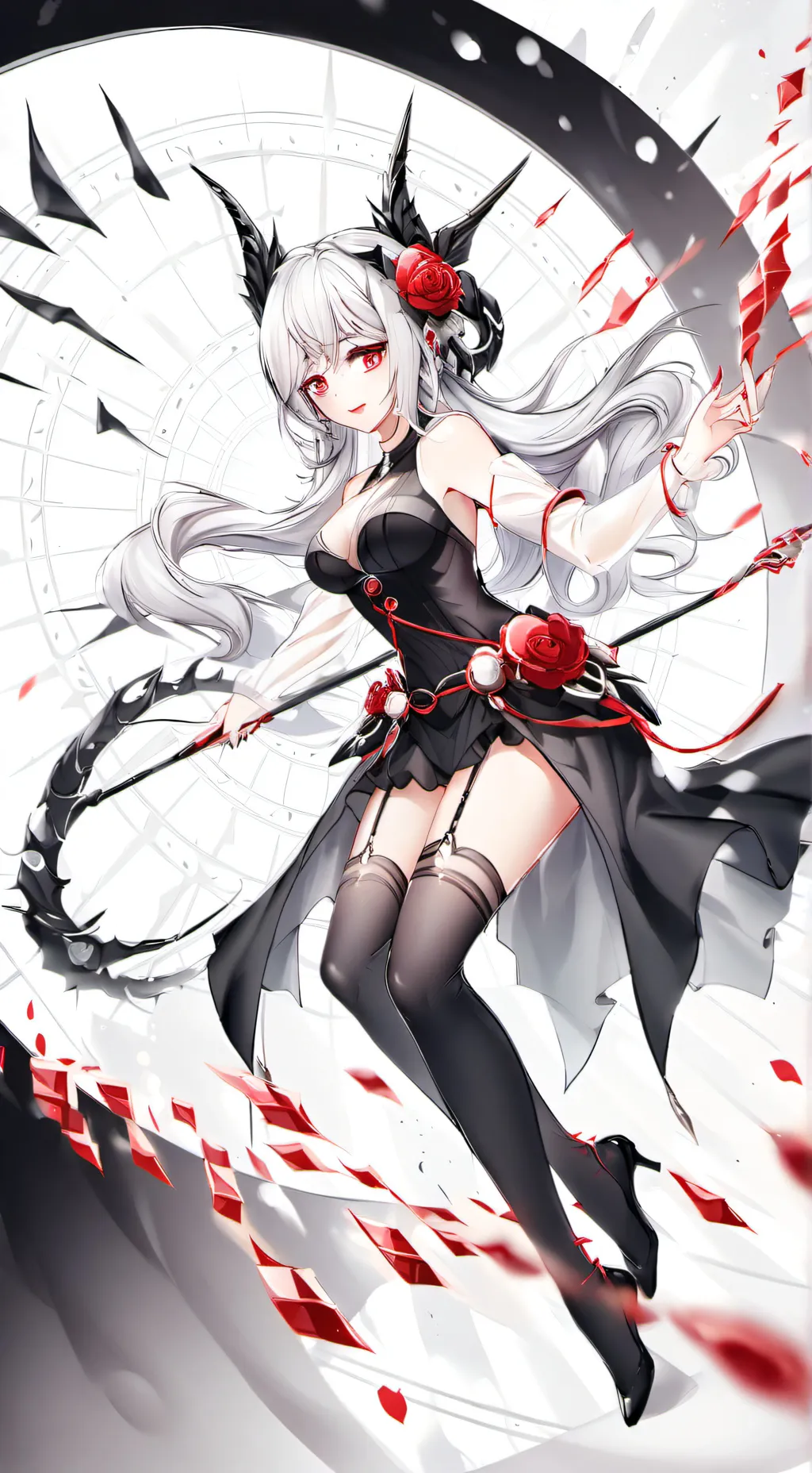 ai character: Dark clock goddess background