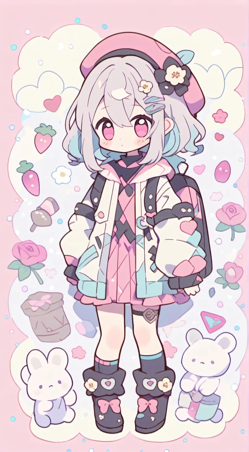 ai character: colocs 🤍,❤️,🧡,💛,💚 background