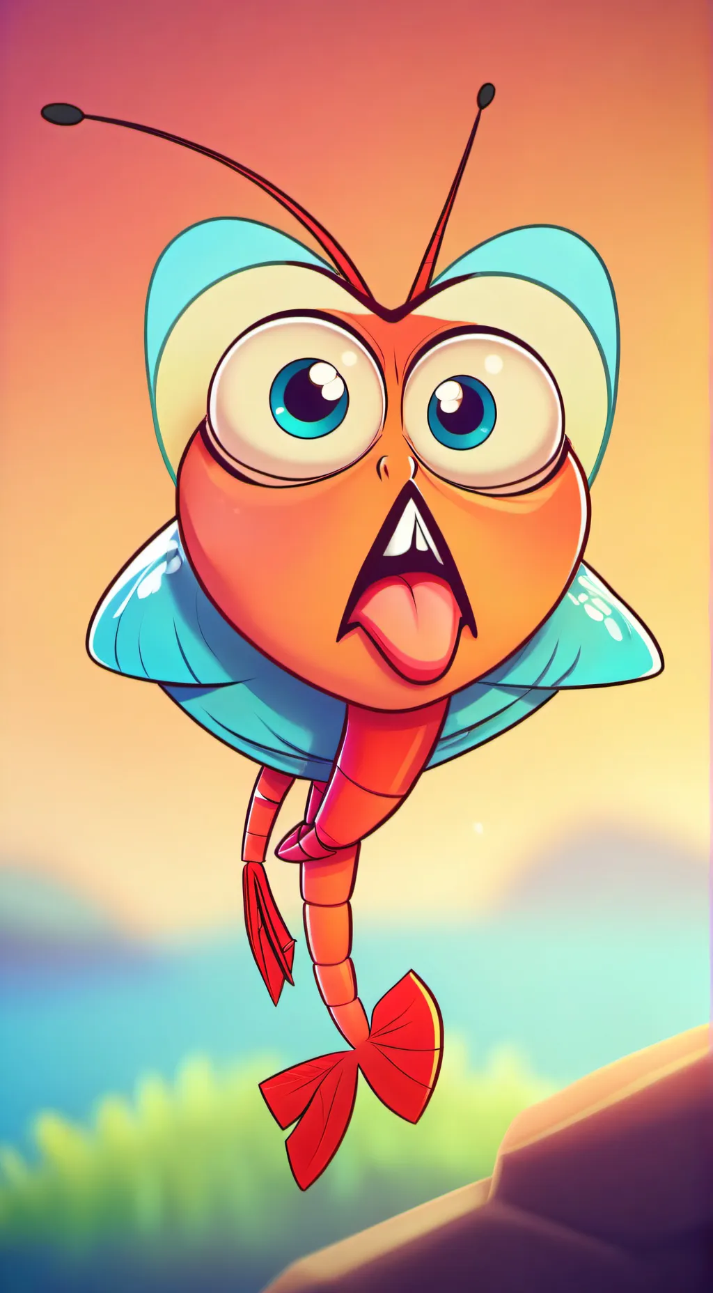 ai character: Shrimpo background