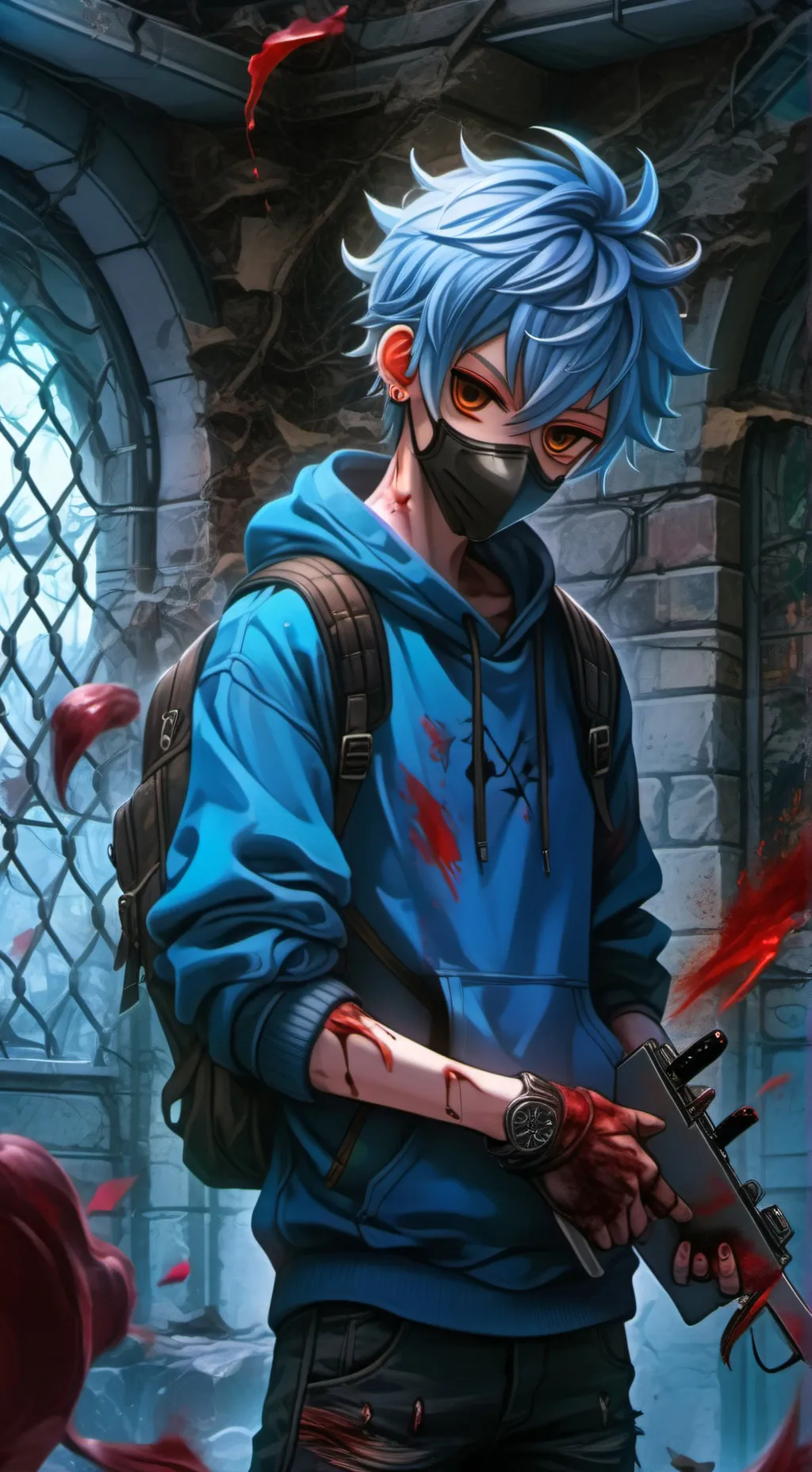 ai character: Blue background