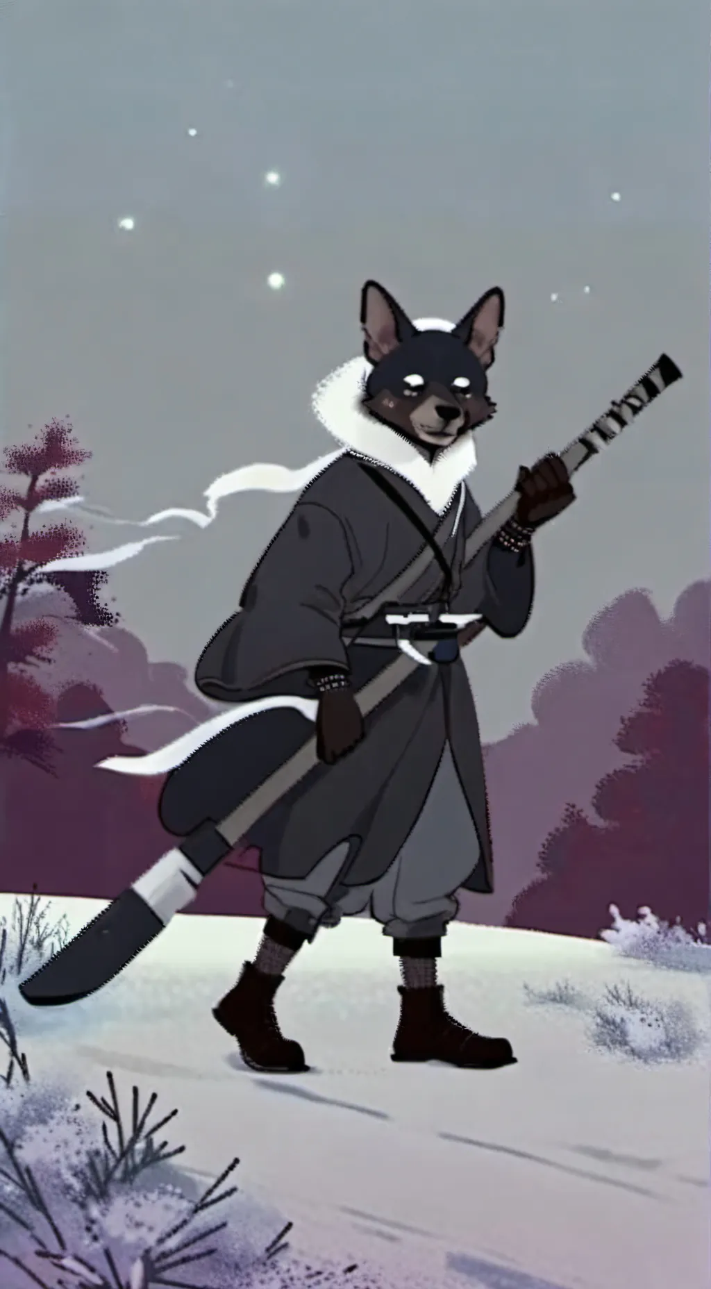 ai character: Wolf samari background