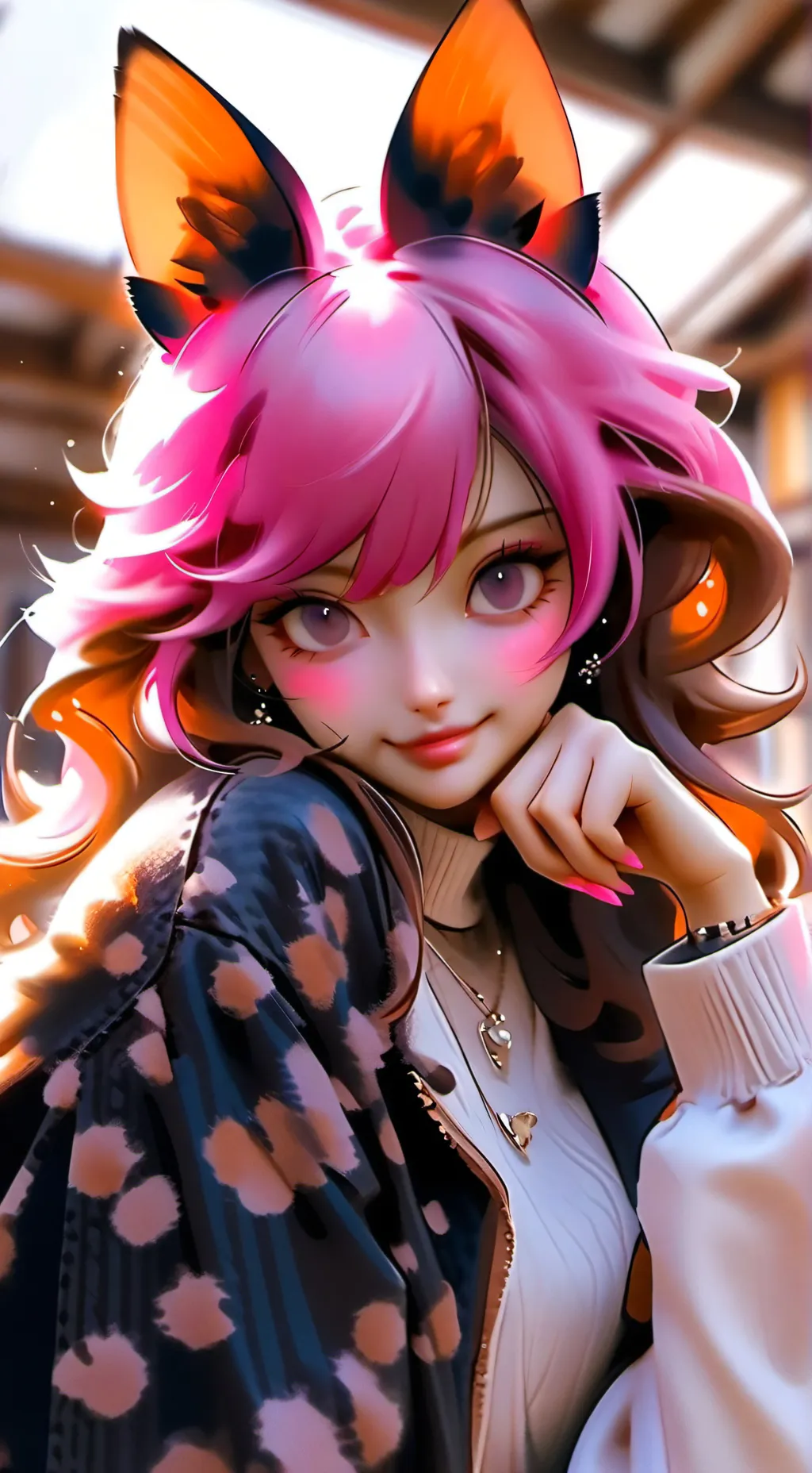 ai character: Sweet Pink Furry background