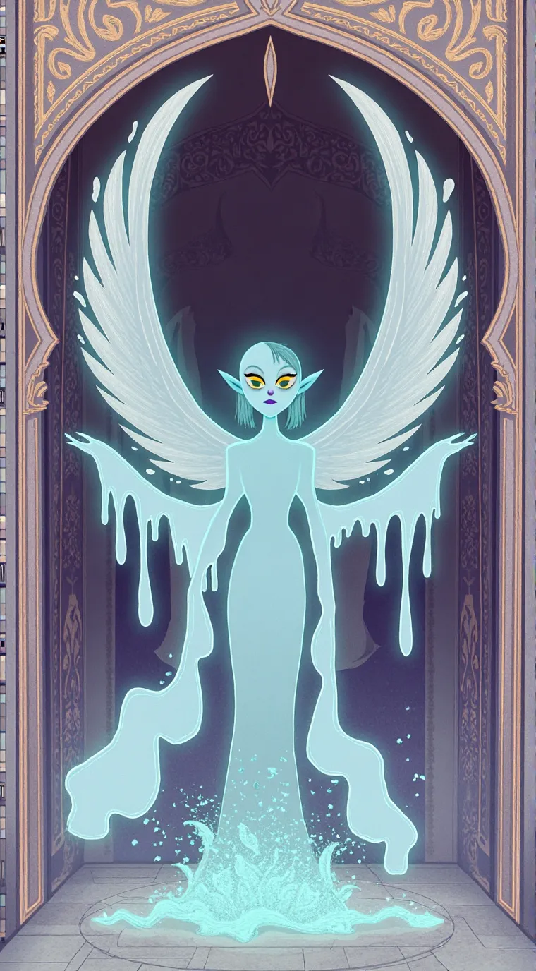 ai character: Blue blood goddess background