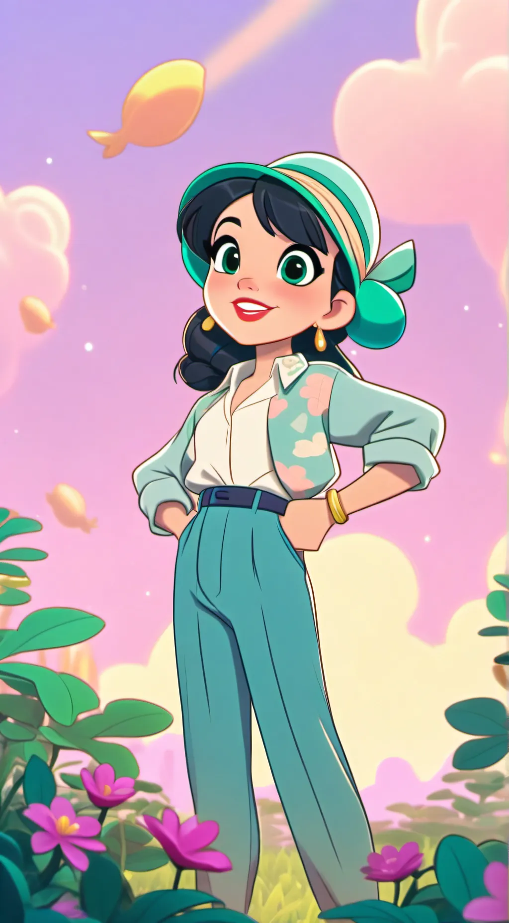 ai character: Garten banban beac background