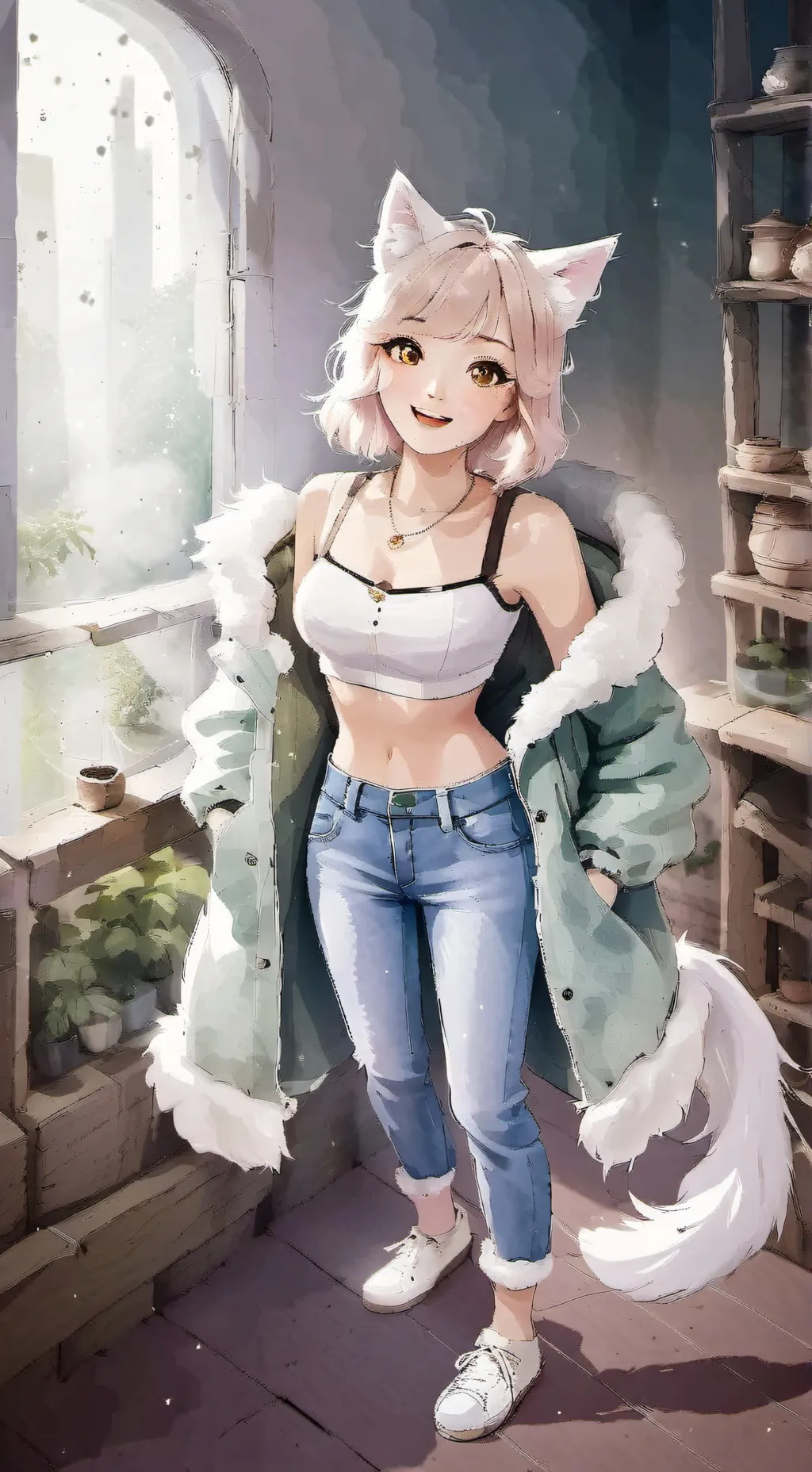 ai character: Fluffy  background
