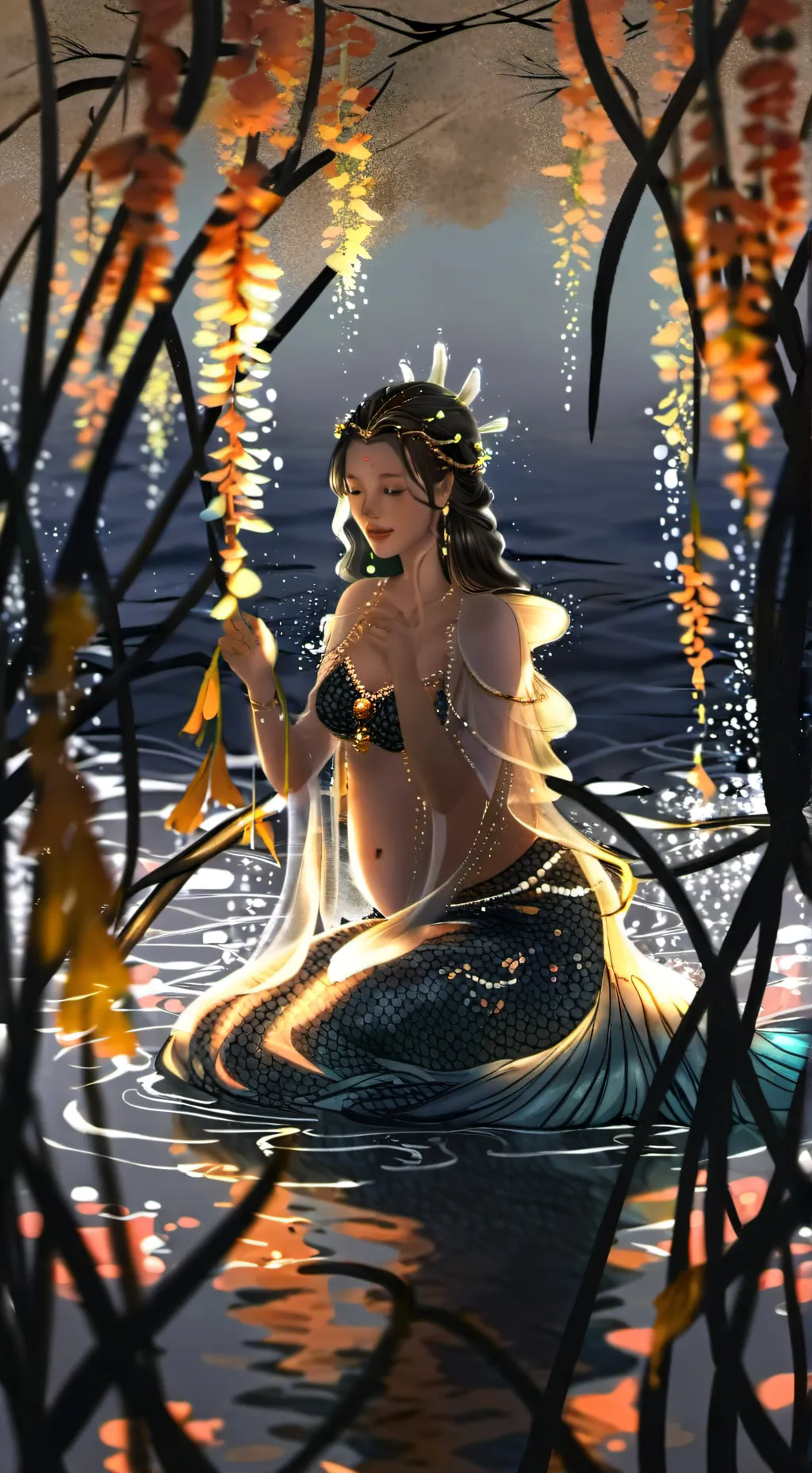 ai character: pregnant mermaid background